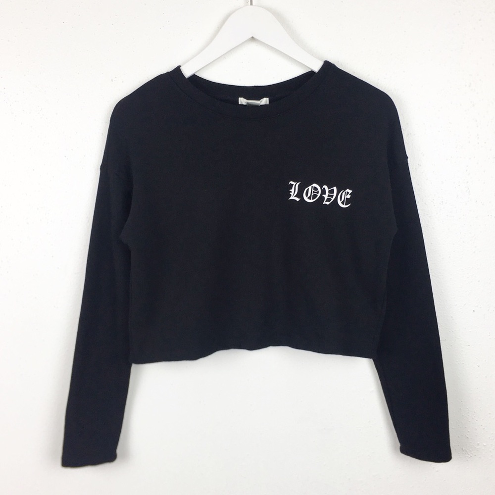 Bozzolo Size S Crop Black Love Sweater